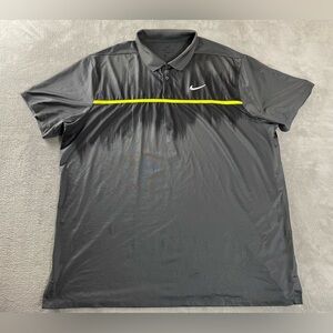 Nike Polo Shirt Mens 2XL Black Gray Two Tone Dri-Fit Golf Tennis Casual Logo